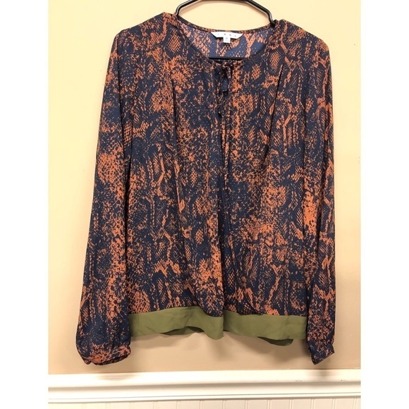 CABI Snake Print Drawstring Neck Blouse Top - Picture 1 of 6